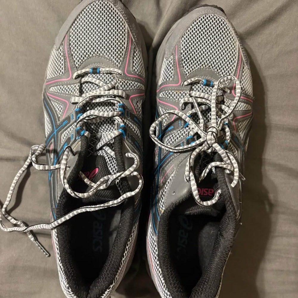 Asics Gray Sneakers with Pink and Blue Highlights Women’s size 10.5